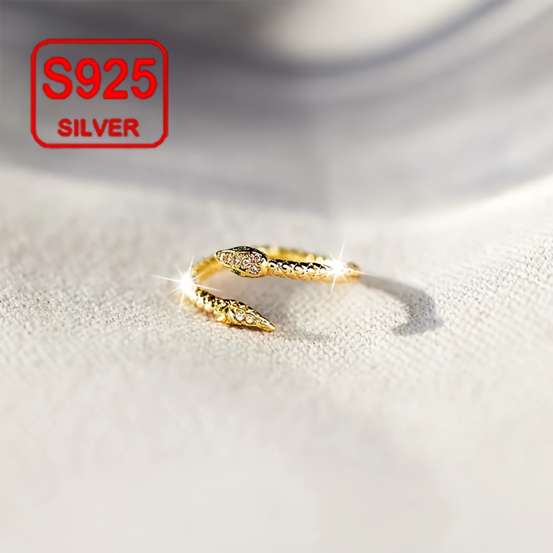 Snake Shape Index Ring Adjustable 925 Silver Low Allergy Ring